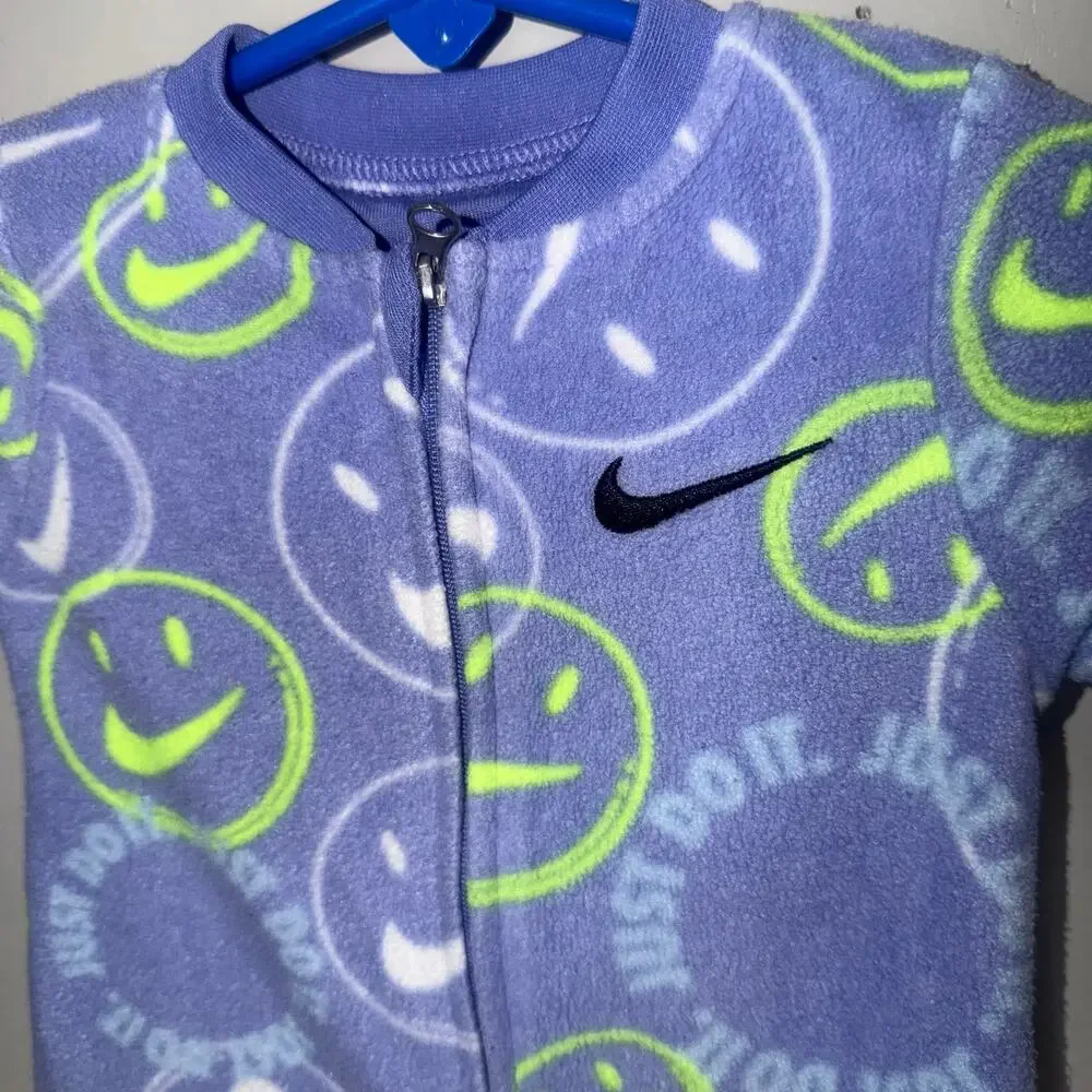 Nike Baby 6 Months Printed Club Sleep & Play One Piece Pajamas Coverall Purple